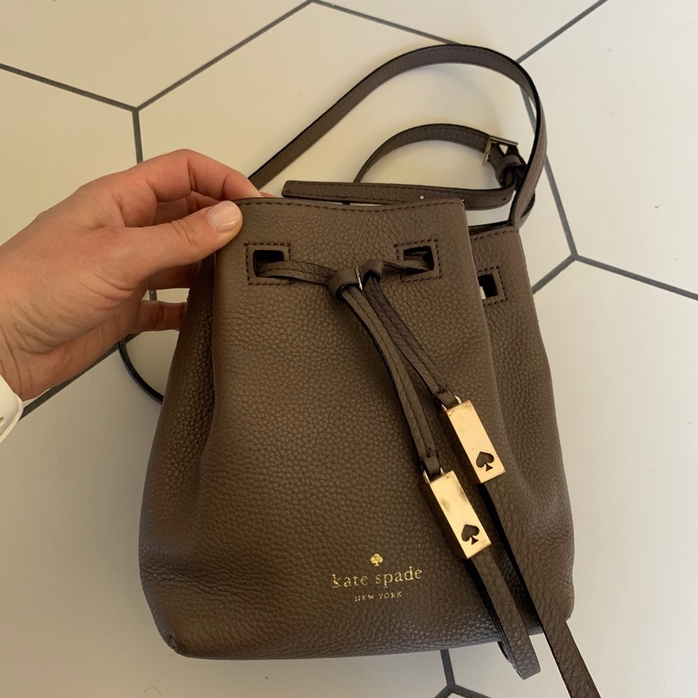 Kate Spade Grey Bucket Crossbody